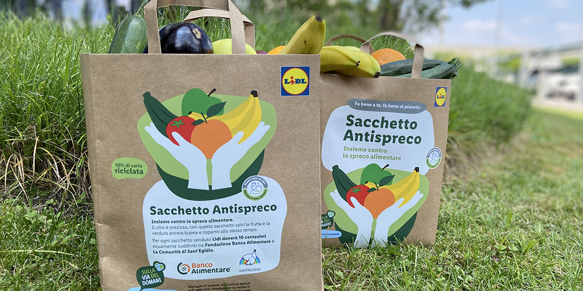 Il sacchetto antispreco di Lidl diventa solidale